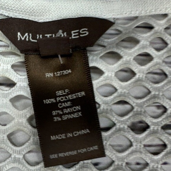 Multiples Womens Open Front Mesh Kimono Cardigan Beige White Pattern Size XL - Picture 4 of 7